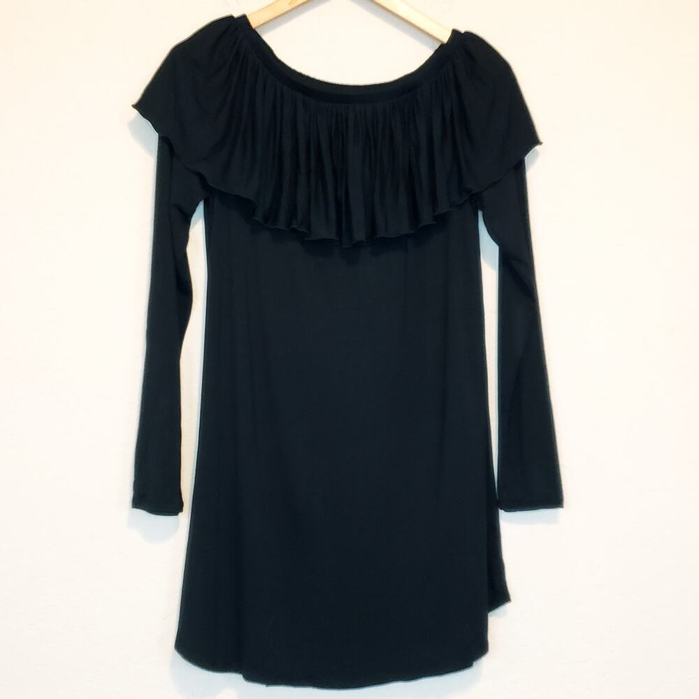 Chaser Revolve Black Off the Shoulder Shirttail Mini Dress Women's‎ Medium